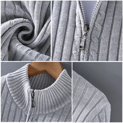 Heren Zip Cardigan – Moderne Gebreide Trui met Verfijnde Pasvorm