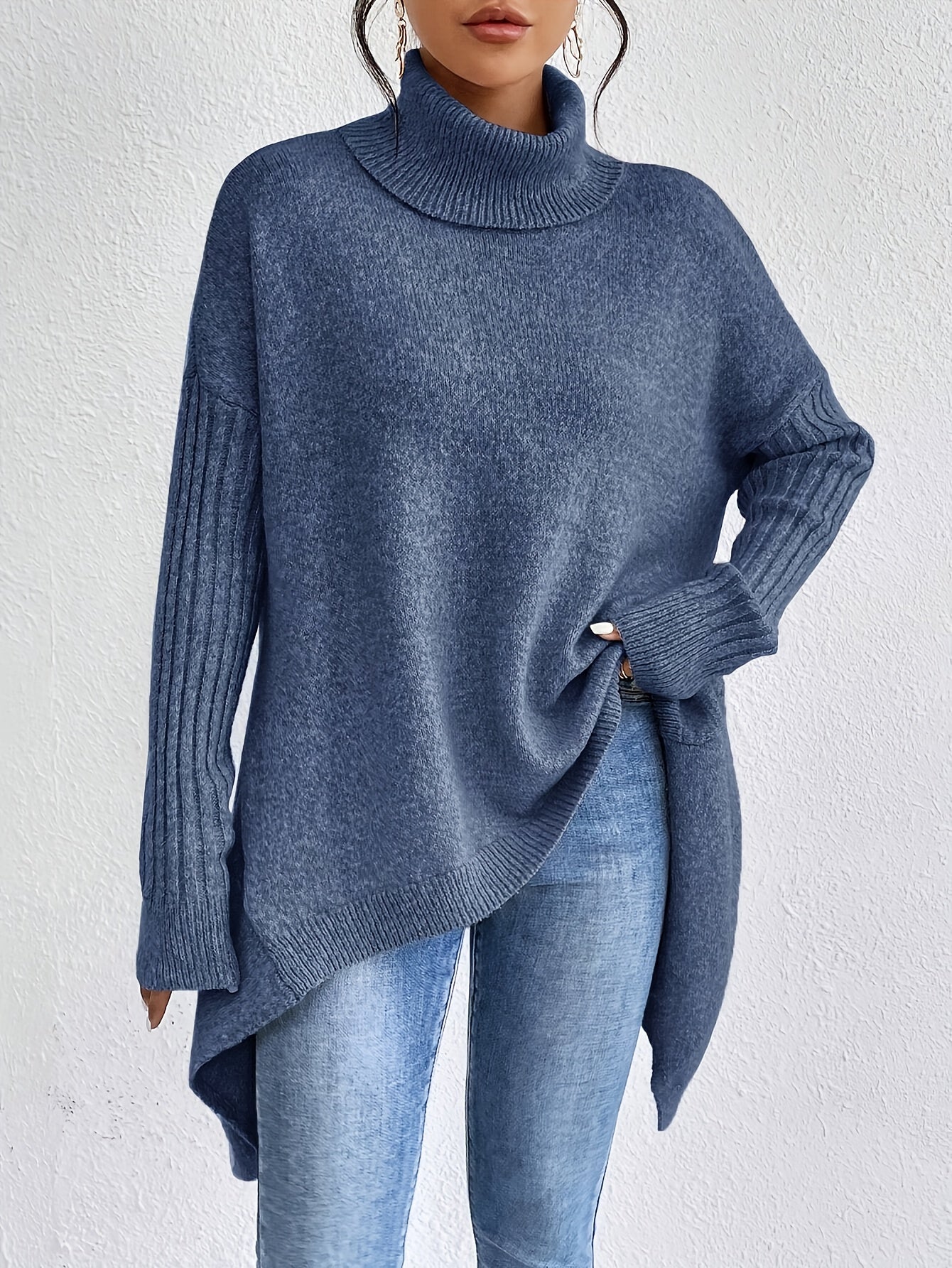 Dames Roll Neck Trui | Oversized Pasvorm met Moderne Hoge Kraag