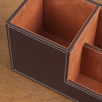 Lederlook Organizer – Bureauhouder met Compartimenten