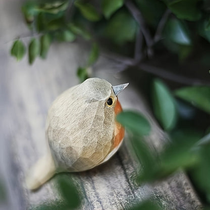 WoodRobin Sculptuur – Handgemaakte Houten Roodborst voor Plankdecoratie & Cadeau