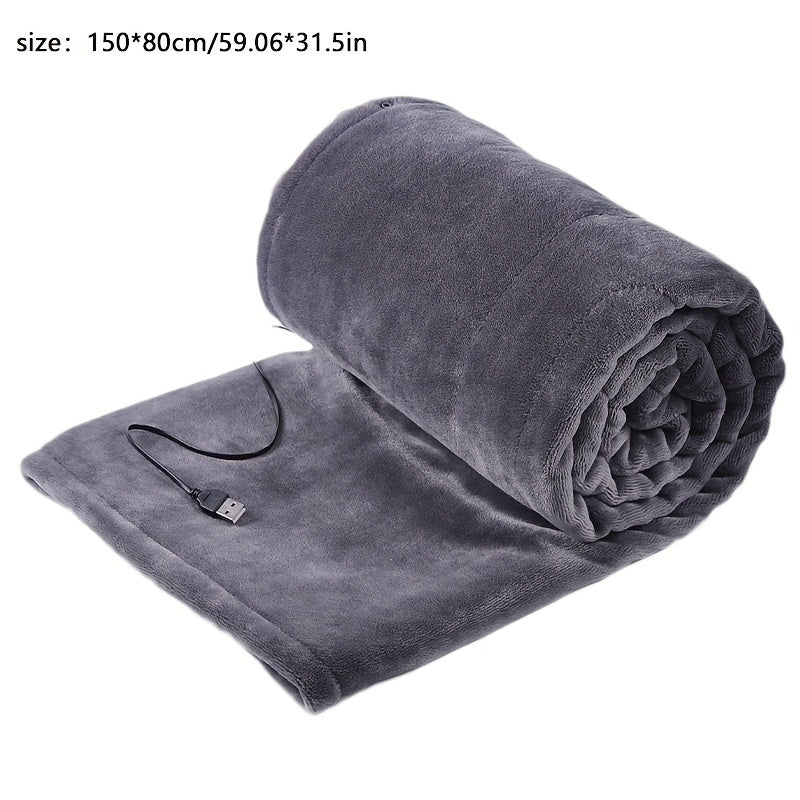 Electric Blanket USB Powered Heated Throw - 3 Heat Settings, Soft Flannel