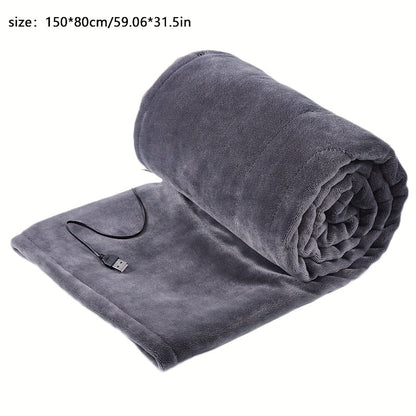 Electric Blanket USB Powered Heated Throw - 3 Heat Settings, Soft Flannel