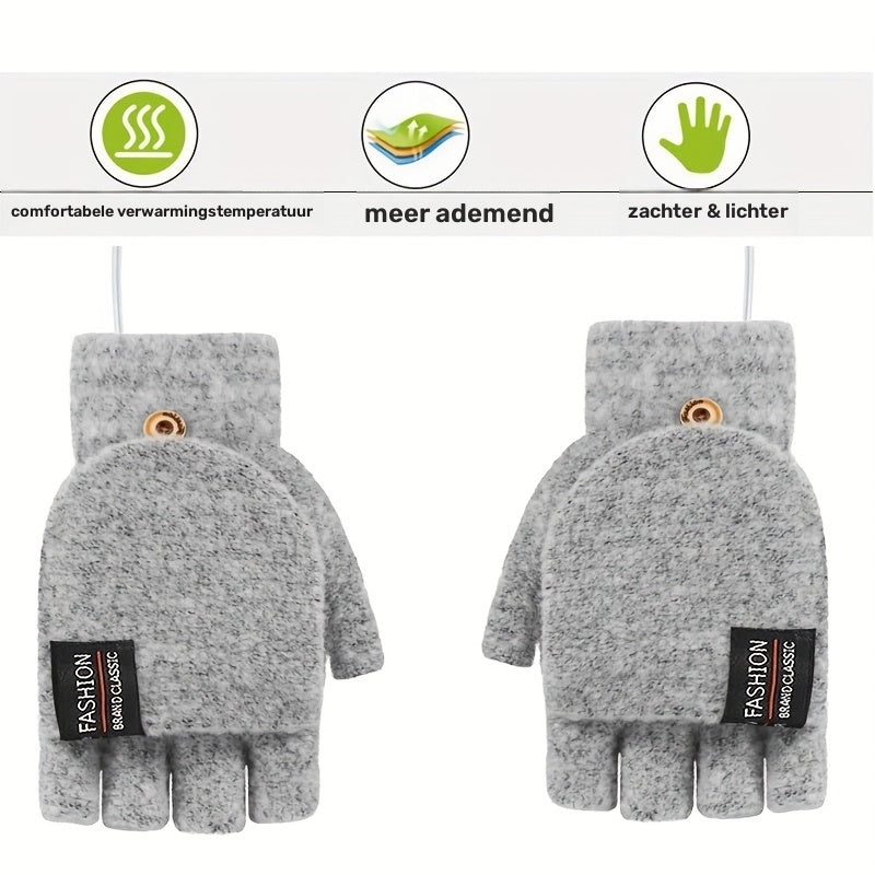 HeatWrap USB Handschoenen – Vingerloos & Verwarmd voor Winterwarmte bij Laptopgebruik