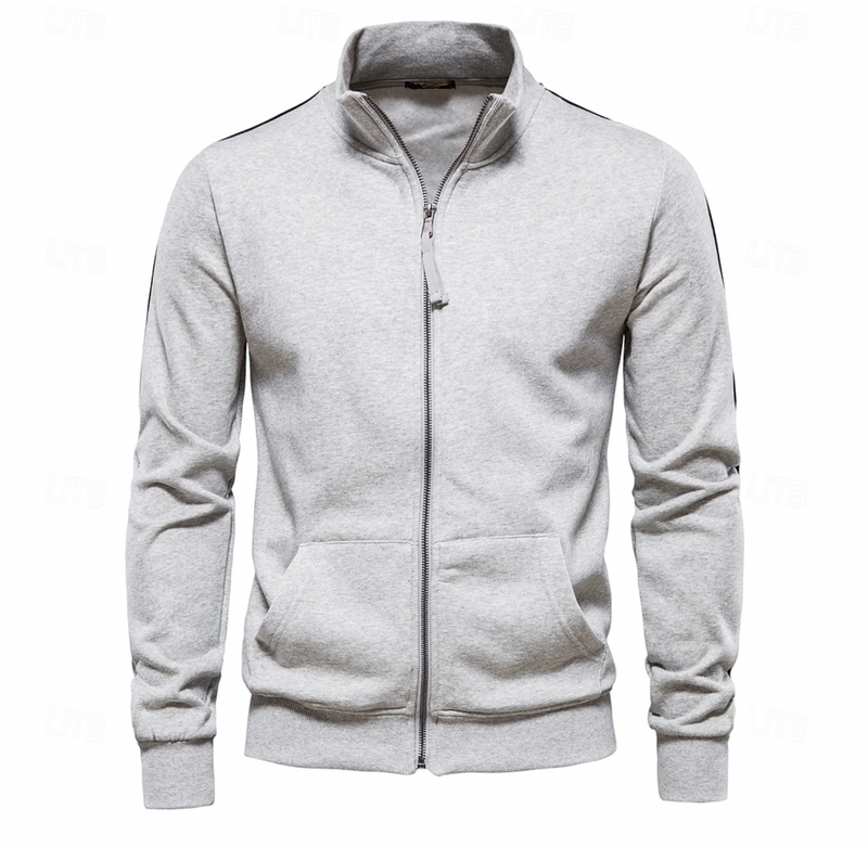 Heren Zip-Up Cardigan met Hoge Kraag – Lichtgewicht & Casual