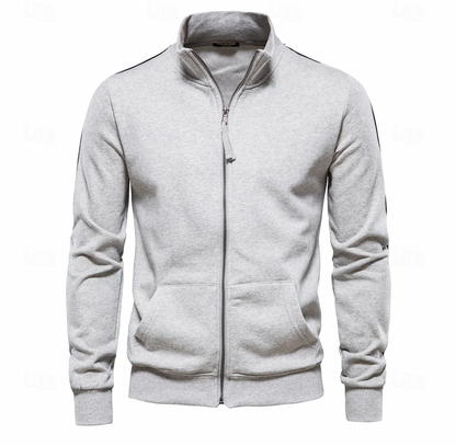 Heren Zip-Up Cardigan met Hoge Kraag – Lichtgewicht & Casual