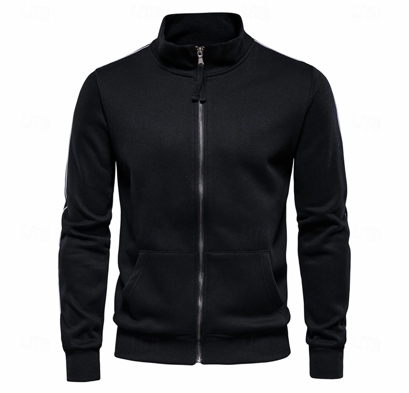 Heren Zip-Up Cardigan met Hoge Kraag – Lichtgewicht & Casual