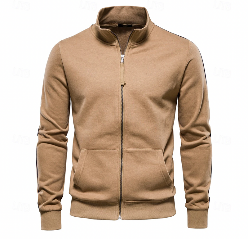 Heren Zip-Up Cardigan met Hoge Kraag – Lichtgewicht & Casual