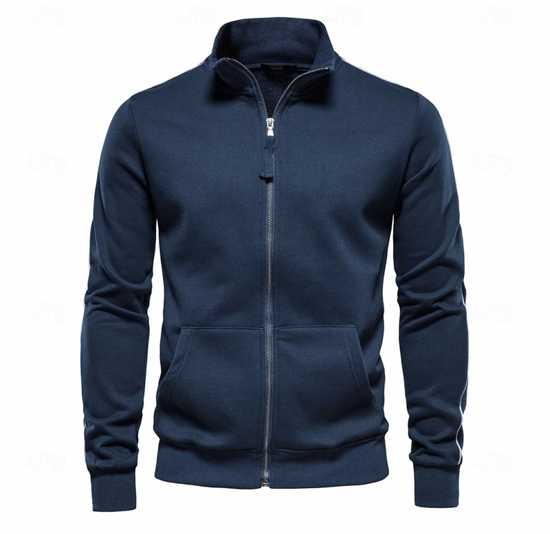 Heren Zip-Up Cardigan met Hoge Kraag – Lichtgewicht & Casual