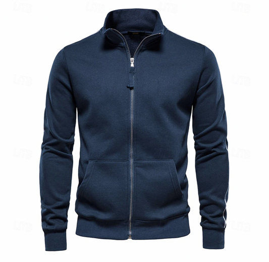 Heren Zip-Up Cardigan met Hoge Kraag – Lichtgewicht & Casual