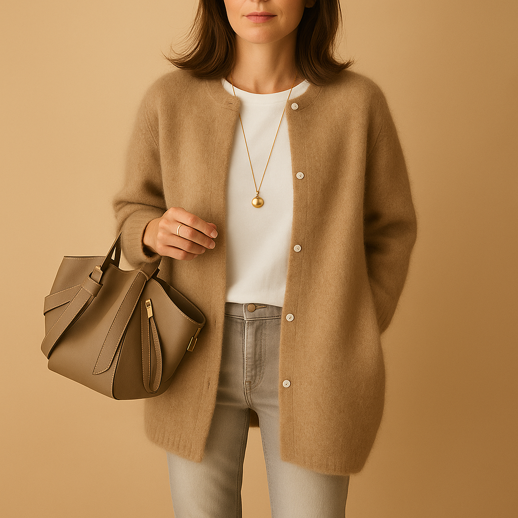 Dames Gebreide Cardigan met Voor Knopen en Lange Mouwen