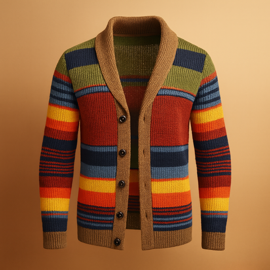 Heren Chunky Gebreide Cardigan met Knopen – Vintage Stijl