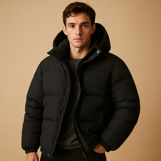 Heren Puffer Jacket met Capuchon – Gevoerde Winterjas
