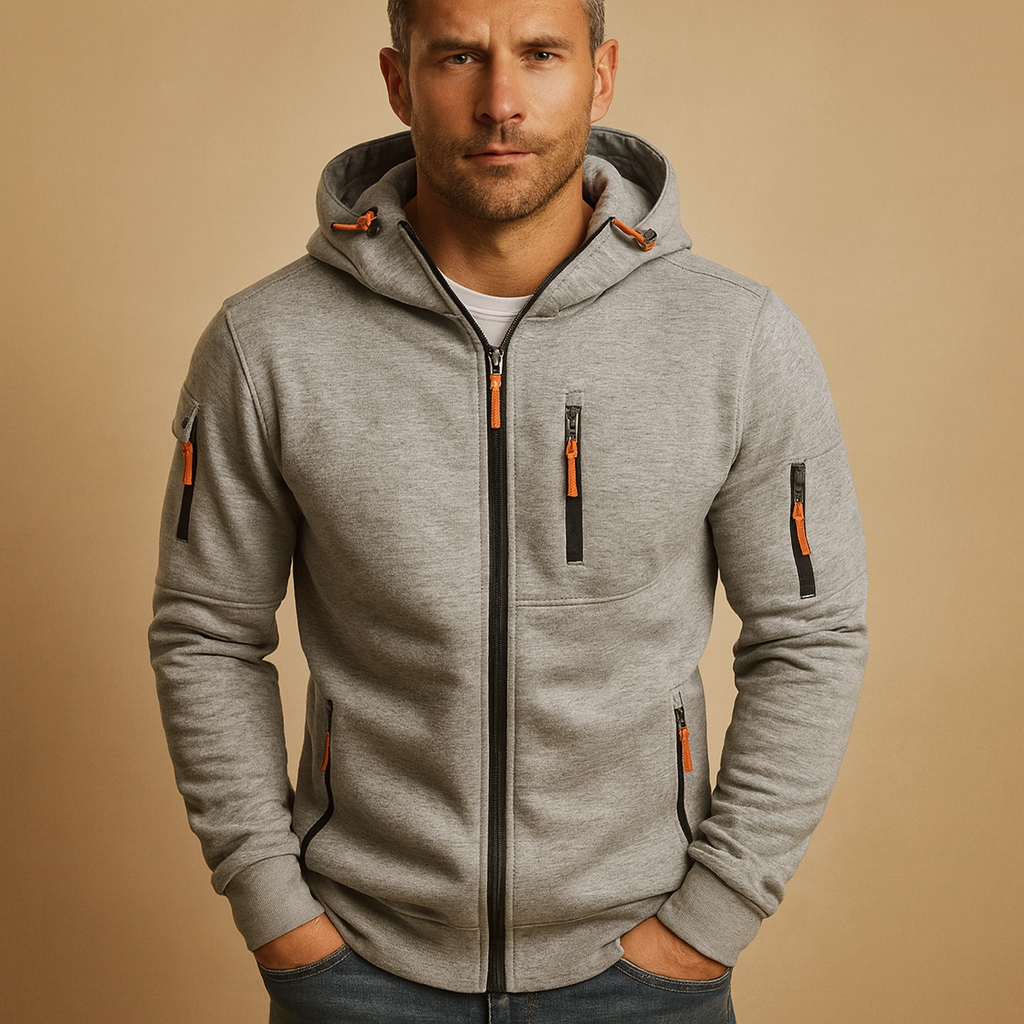 Heren Zip Hoodie met Verstelbare Kap