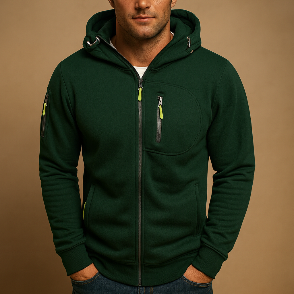 Heren Zip Hoodie met Verstelbare Kap