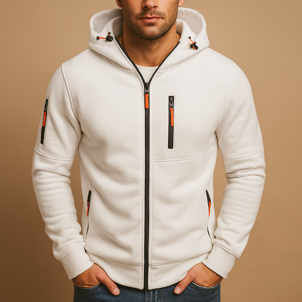 Heren Zip Hoodie met Verstelbare Kap
