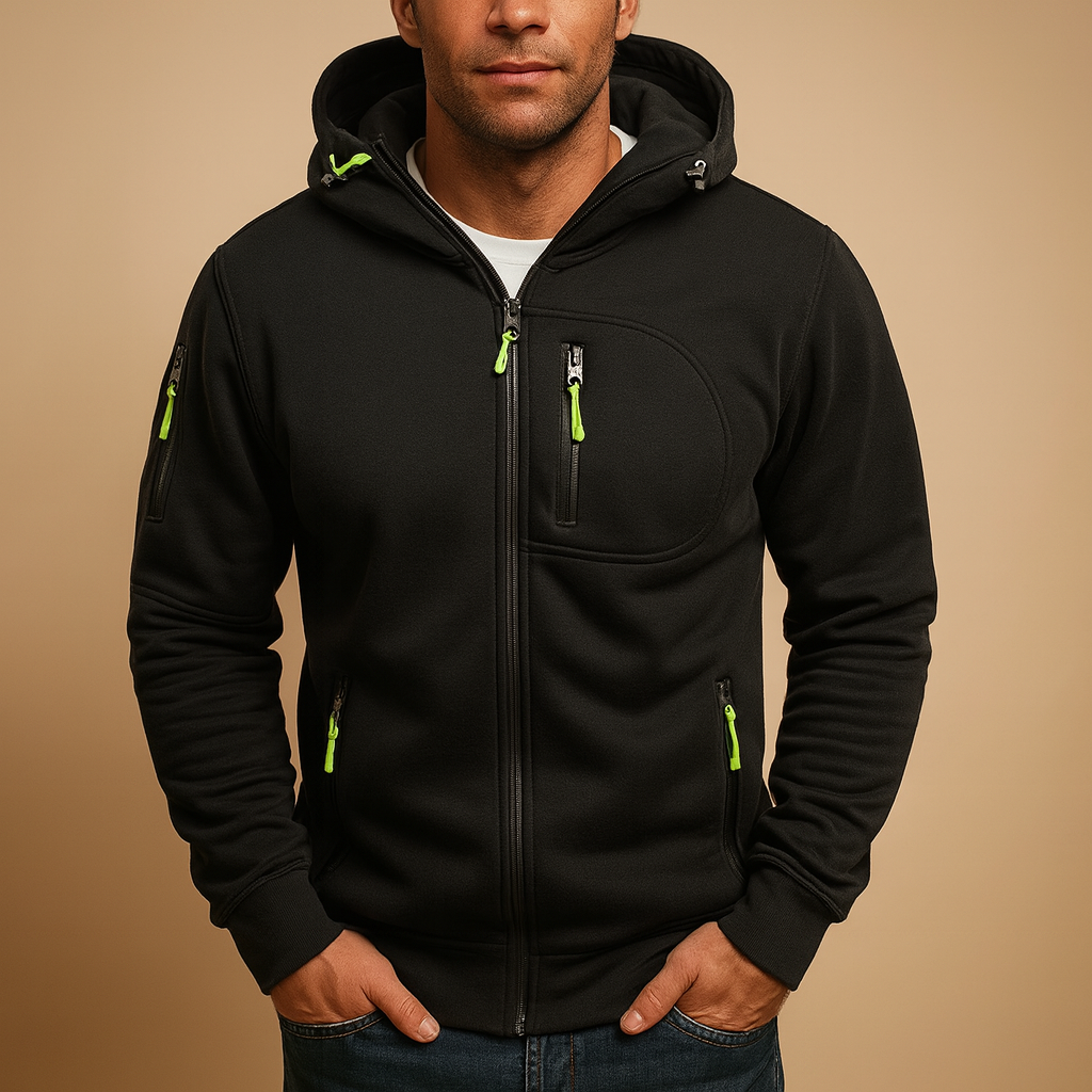 Heren Zip Hoodie met Verstelbare Kap