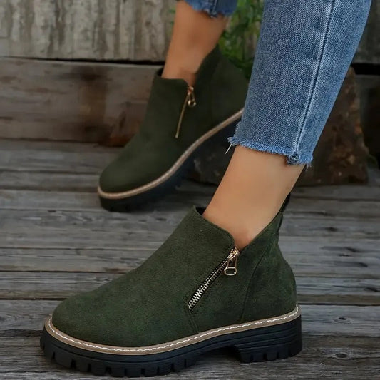 Gouden Enkellaarzen Dames met Rits | Trendy Schoenen Online Kopen