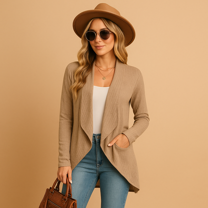 Long Knitted Cardigan for Women – Elegant and Versatile Layer