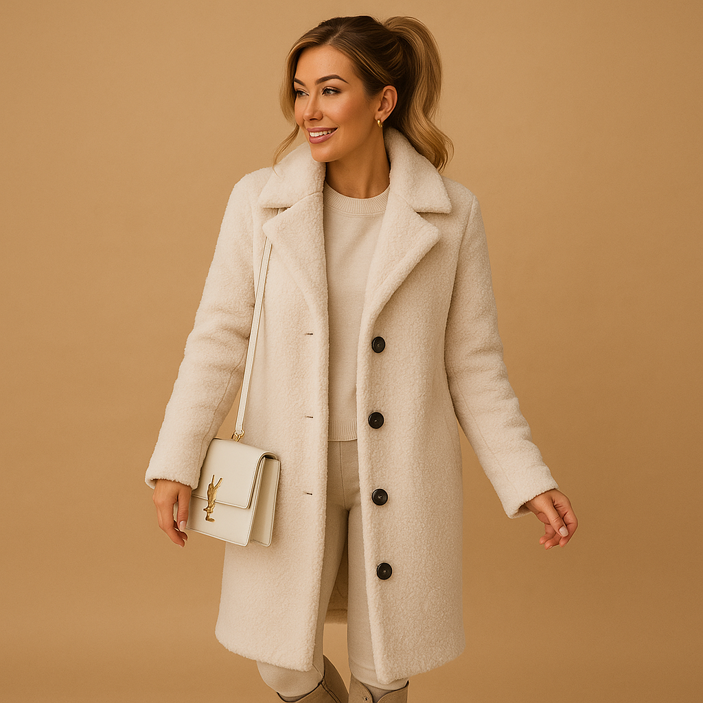 Beige Lange Teddyjas voor Dames – Oversized Winterjas voor Vrouwen