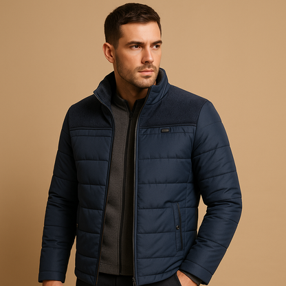 Herren-Fleecejacke mit Reißverschluss und hohem Kragen – warm und leicht