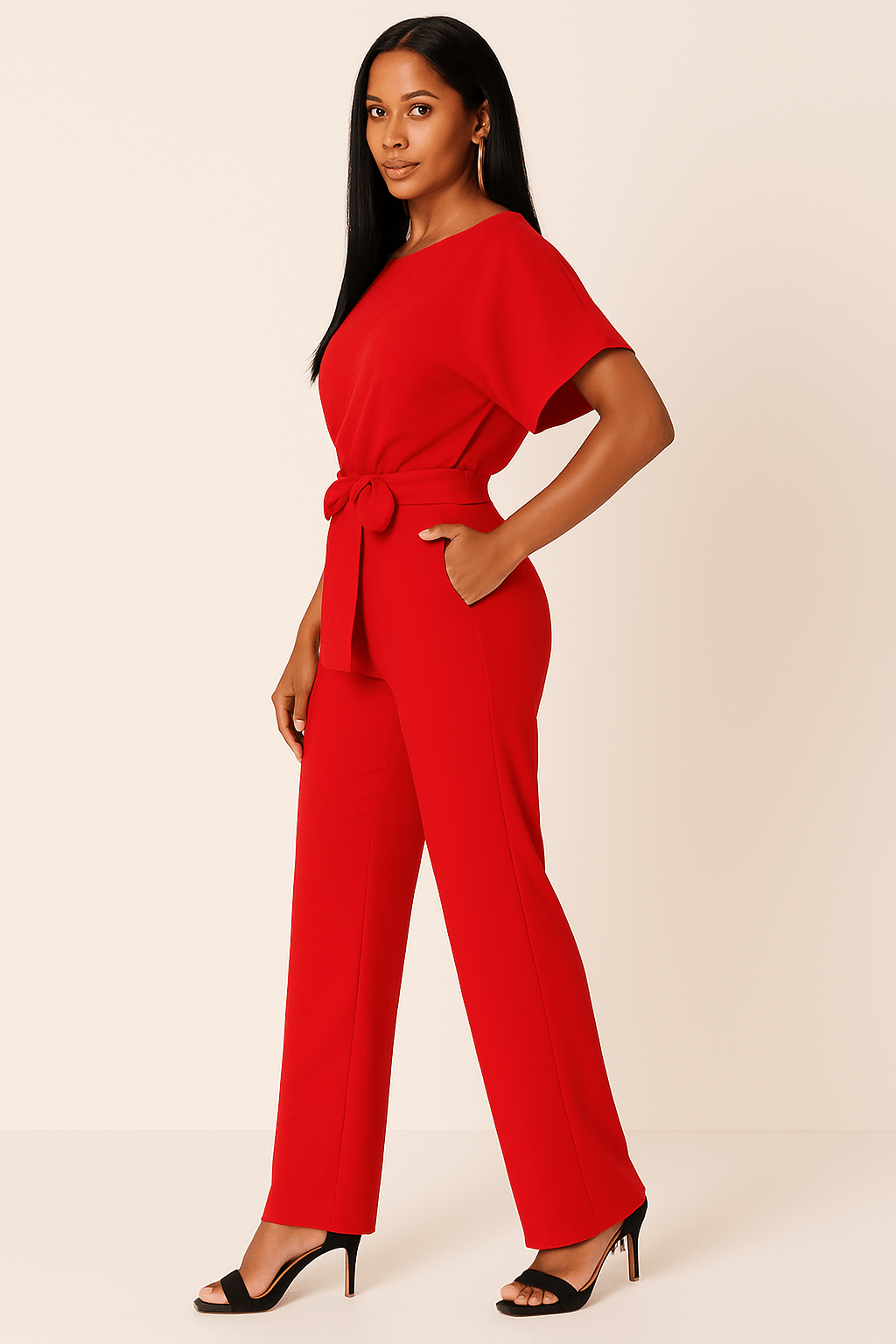 Dames Jumpsuit met Strik Taille – Moeiteloze Stijl in Één Stuk