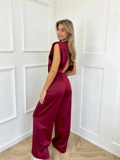 Dames Rugloze Jumpsuit met Wijde Benen – Elegant & Lichtgewicht
