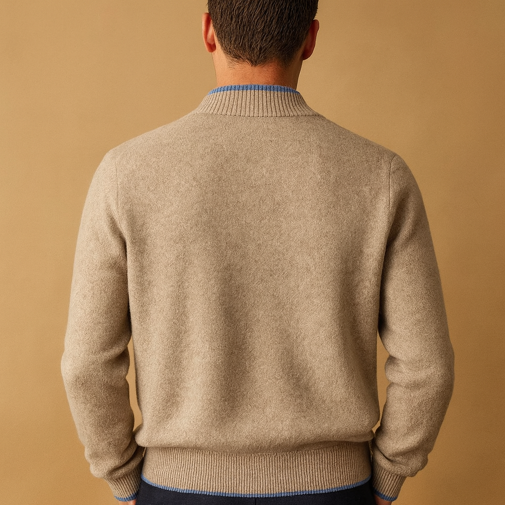 Heren Zip Cardigan | Geribbelde Kraag Gebreid met Comfortabele Dagelijkse Pasvorm